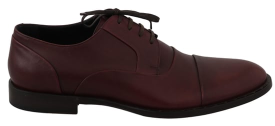 Dolce & Gabbana Red Bordeaux Leather Derby Formal Shoes - Image 1