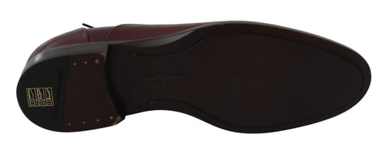 Dolce & Gabbana Red Bordeaux Leather Derby Formal Shoes - Image 6