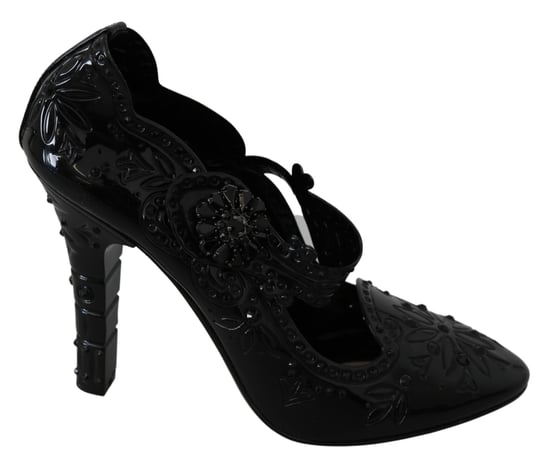 Bloemenpumps Met Hoge Hak Van Leren Lak - Image 1
