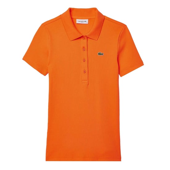 Women's Lacoste Fit L.12.D Ribbed Cotton Polo Shirt in Orange - Image 1