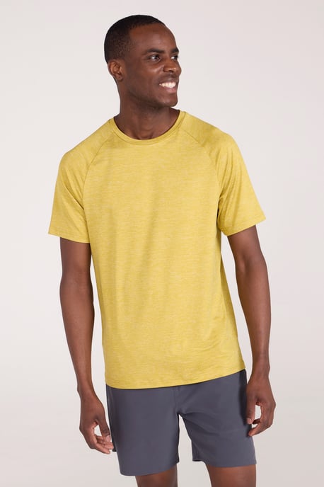 'Agra' Men's IsoCool Striped Tee Sun Protection Comfy Sports T-Shirt Yellow - Image 1