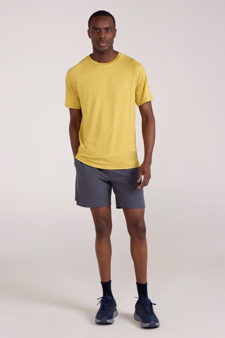 'Agra' Men's IsoCool Striped Tee Sun Protection Comfy Sports T-Shirt Yellow - Image 2