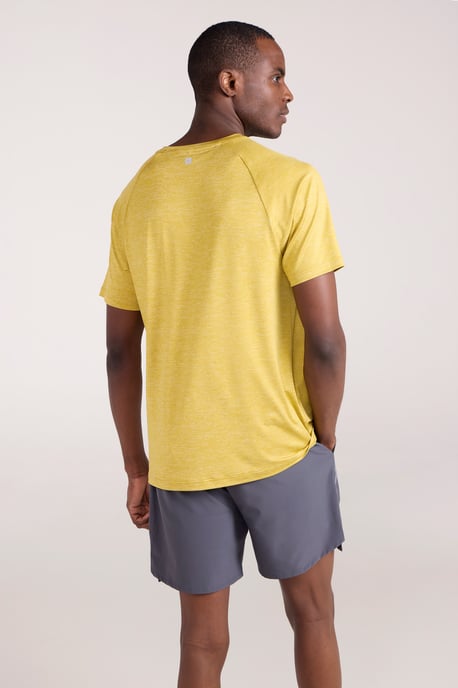 'Agra' Men's IsoCool Striped Tee Sun Protection Comfy Sports T-Shirt Yellow - Image 3