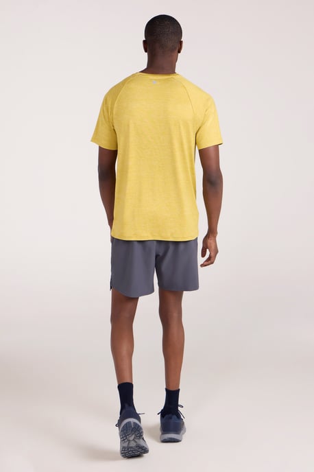 'Agra' Men's IsoCool Striped Tee Sun Protection Comfy Sports T-Shirt Yellow - Image 4