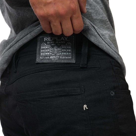 Men's Replay Slim Fit Jeans in Black - Image 6