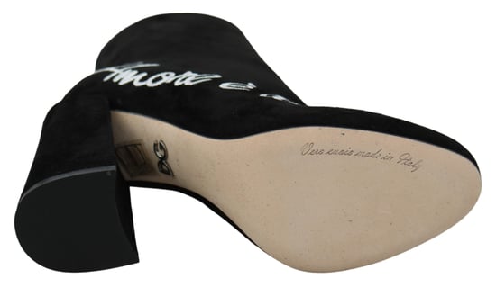 Dolce & Gabbana Black Suede L'Amore E'Bellezza Stövlar Skor - Image 2