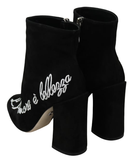 Dolce & Gabbana Black Suede L'Amore E'Bellezza Stövlar Skor - Image 6