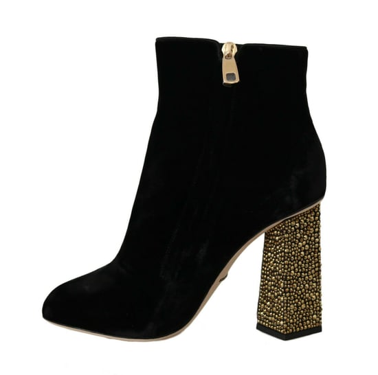 Velvet Ankle Boots Embellished Block Heel - Image 2