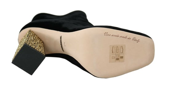 Velvet Ankle Boots Embellished Block Heel - Image 3