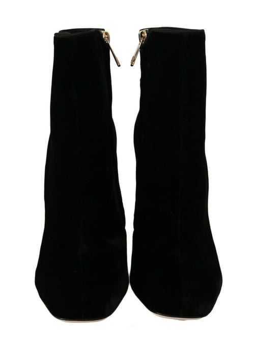Velvet Ankle Boots Embellished Block Heel - Image 5