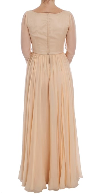 Dolce Gabbana Maxi Jurk Beige Geplooid - Image 3