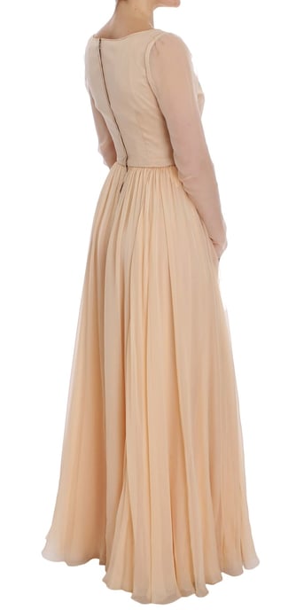 Dolce Gabbana Maxi Jurk Beige Geplooid - Image 4