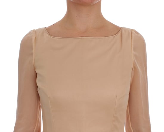Dolce Gabbana Maxi Jurk Beige Geplooid - Image 5