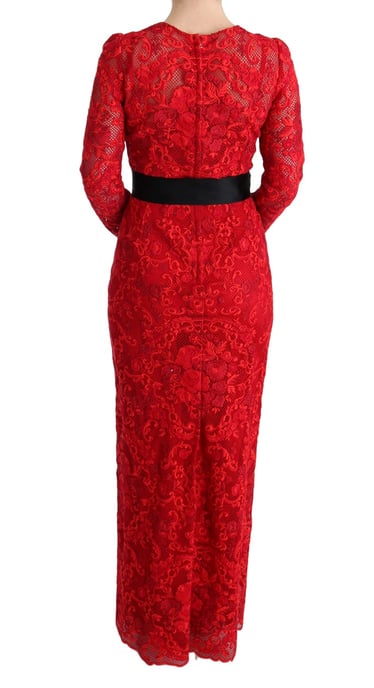 Dolce Gabbana Rode Kanten Maxi-jurk - Image 3