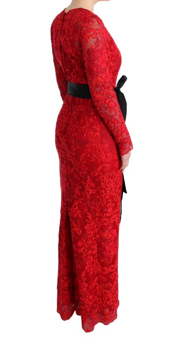 Dolce Gabbana Rode Kanten Maxi-jurk - Image 4