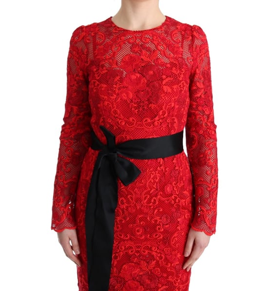 Dolce Gabbana Rode Kanten Maxi-jurk - Image 5