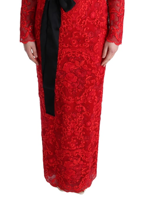 Dolce Gabbana Rode Kanten Maxi-jurk - Image 6