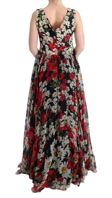 Blommönstrad Silke Chiffon Klänning A-linje Maxi Klänning - Image 4