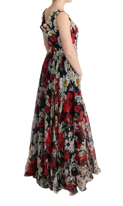 Blommönstrad Silke Chiffon Klänning A-linje Maxi Klänning - Image 5