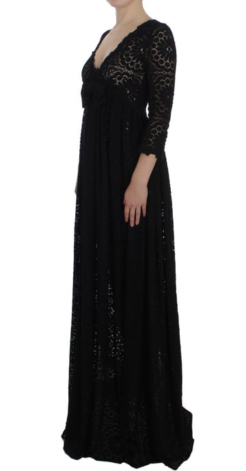 Kant Maxi Jurk Zwart 34 Mouwen - Image 2