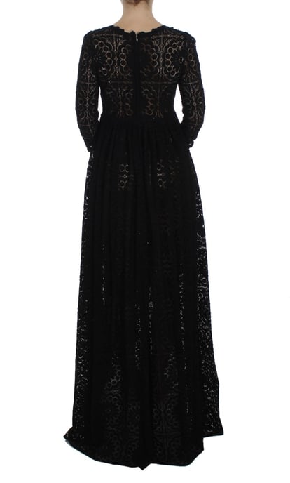 Kant Maxi Jurk Zwart 34 Mouwen - Image 3