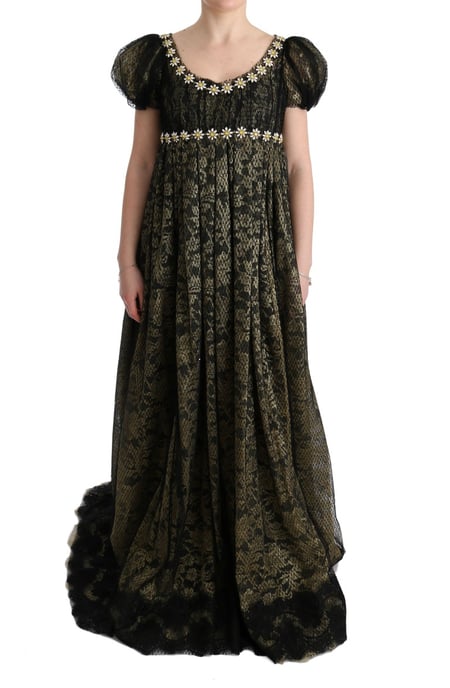 Lace Evening Gown Embroidered Daisies - Image 1