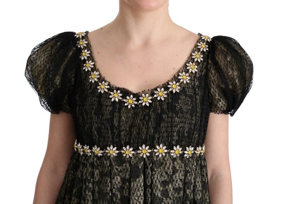 Broderad Viskosklänning med Spets och Margueriter - Image 5