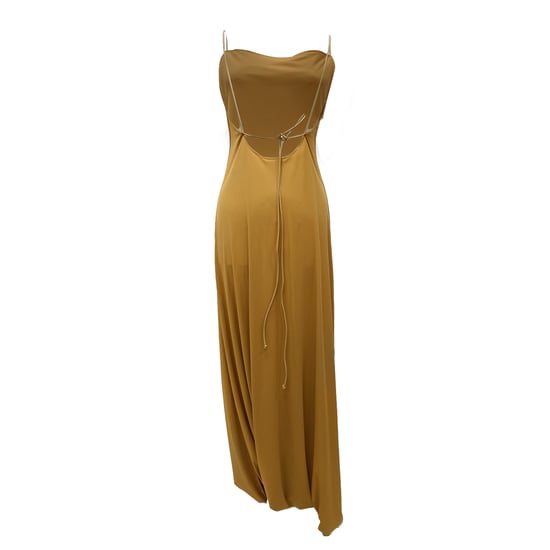Salvatore Ferragamo Backless Maxi Dress in Brown Polyethylene - Image 3