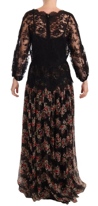 Bloemenprint Maxijurk met Stipjes en Kant - Image 3