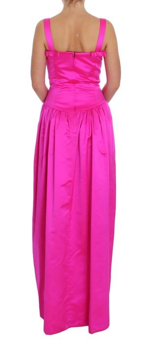 Dolce Gabbana Fuchsia Zijde Maxi Jurk - Image 3