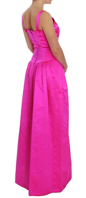 Dolce Gabbana Fuchsia Zijde Maxi Jurk - Image 4