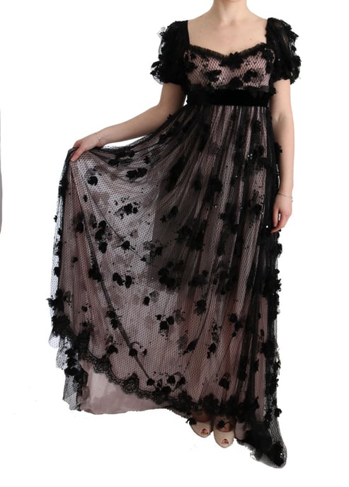 Gestikte Bloemen Gown met Lange Mouwen - Image 2