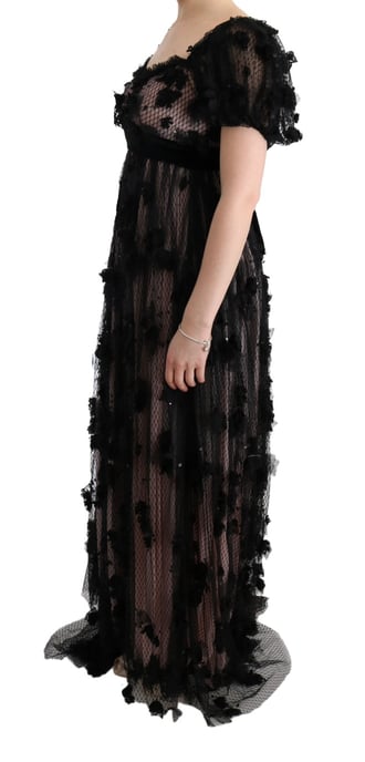 Gestikte Bloemen Gown met Lange Mouwen - Image 3