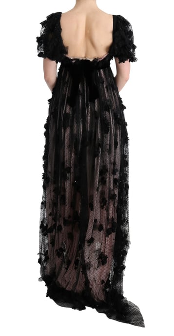 Gestikte Bloemen Gown met Lange Mouwen - Image 4