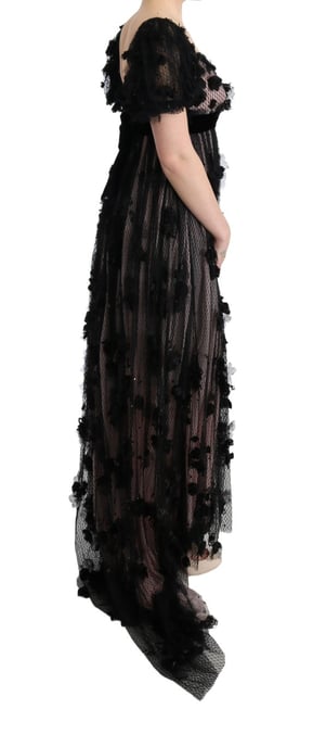 Gestikte Bloemen Gown met Lange Mouwen - Image 5