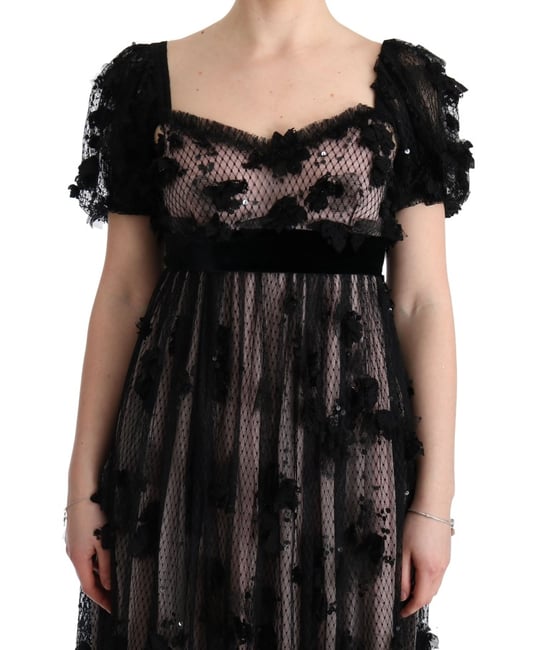 Gestikte Bloemen Gown met Lange Mouwen - Image 6