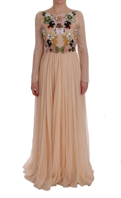Floral Embellished Gown Long Sleeve Maxi Dress - Image 1