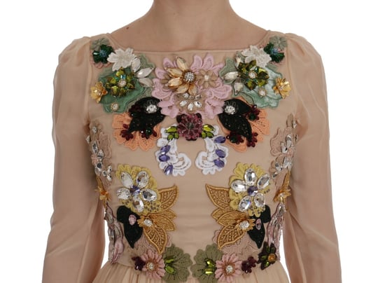 Bloemrijke Versierde Gown Lange Mouw Maxi Jurk - Image 5