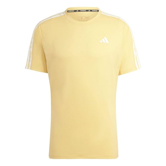 Men's adidas The Run 3 Stripes T Shirt in Yellow - Image 1
