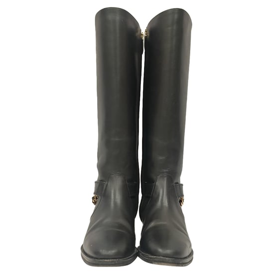 Chanel CC Chain Knee-High Riding Boots in Black Leather - Image 2