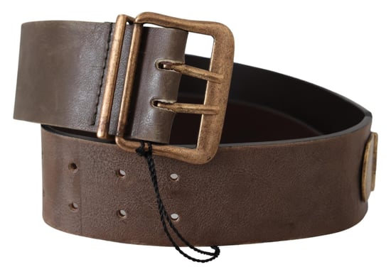 Ermanno Scervino Brown Leather Wide Bronze Buckle Waist Belt - Image 2