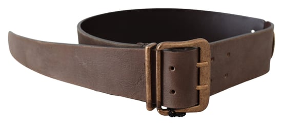 Ermanno Scervino Brown Leather Wide Bronze Buckle Waist Belt - Image 3