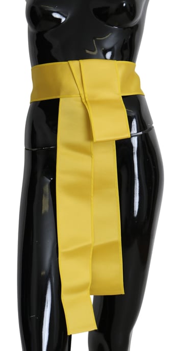 Dolce & Gabbana Gul Bred Knappslutningssidenbälte - Image 1