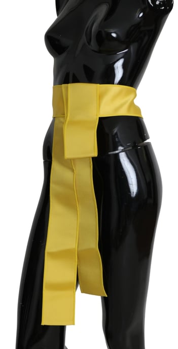 Dolce & Gabbana Gul Bred Knappslutningssidenbälte - Image 4