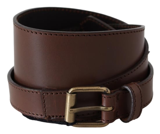 PLEIN SUD Brown Wide Leather Rustic Gold Metal Buckle Dark - Image 1