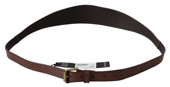 PLEIN SUD Brown Wide Leather Rustic Gold Metal Buckle Dark - Image 2