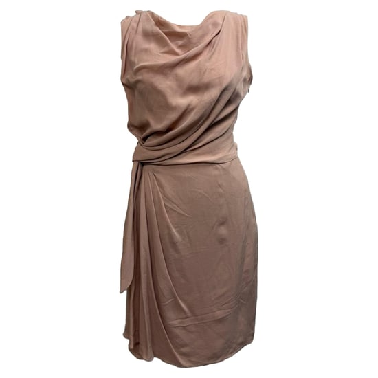 Dior Side Knotted Midi Dress in Pink Silk - Image 1