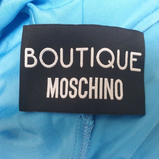 Boutique Moschino V-Neck Tie-Waist Midi Dress in Blue Acetate - Image 4