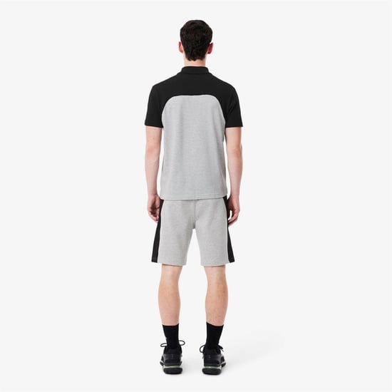 Men's Lacoste Fleece Colour Block Shorts in Grey - Image 3