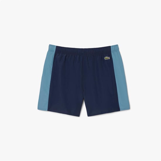 Men's Lacoste Block Swim Trunks in Navy - Image 1